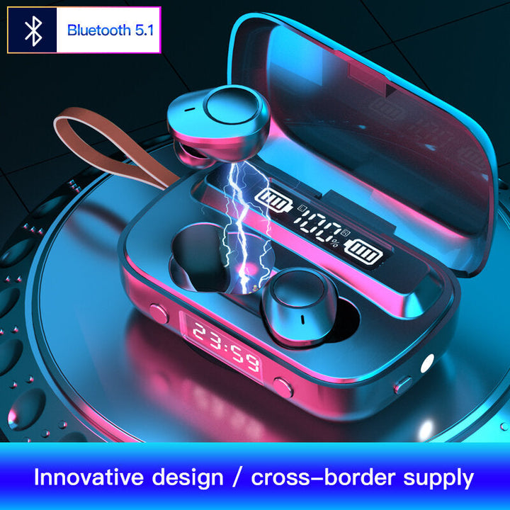 bluetooth 5.1 Earphone Wireless Earbuds Clock Flashlight Touch Control 2000mAh CVC8.0 DSP Noise Cancelling HD Mic Gaming Image 1