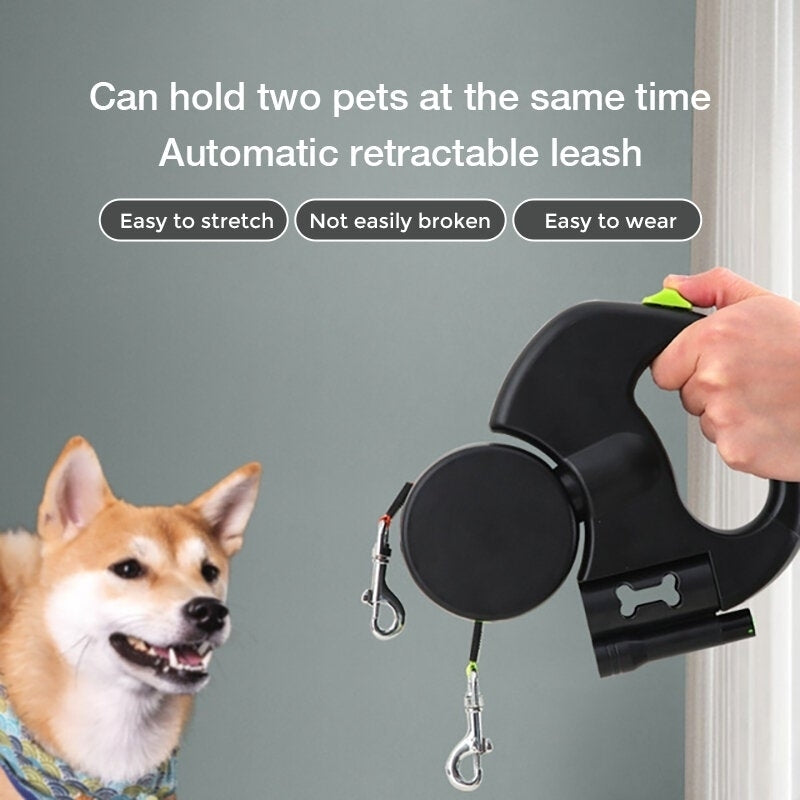 Autoxic Retractable Leash Can Hold Two Pets at The Same Time with Flashlight Lighting Guidance System Reflective Rope Image 2