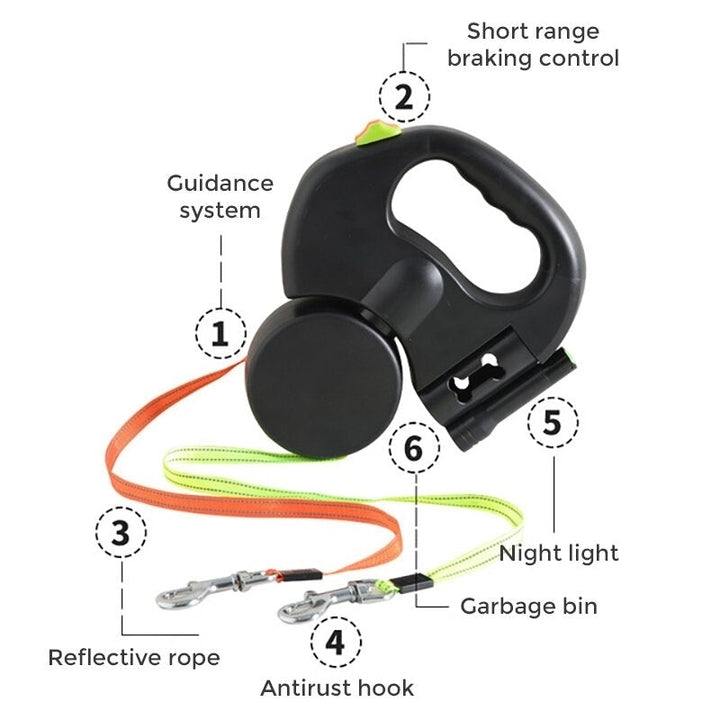 Autoxic Retractable Leash Can Hold Two Pets at The Same Time with Flashlight Lighting Guidance System Reflective Rope Image 5