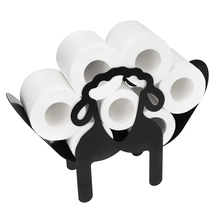 Black Toilet Paper Holder Metal Sheep Shape Tissue Storage Rack Image 5