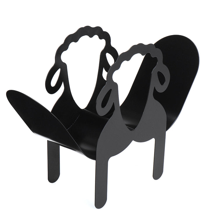 Black Toilet Paper Holder Metal Sheep Shape Tissue Storage Rack Image 6