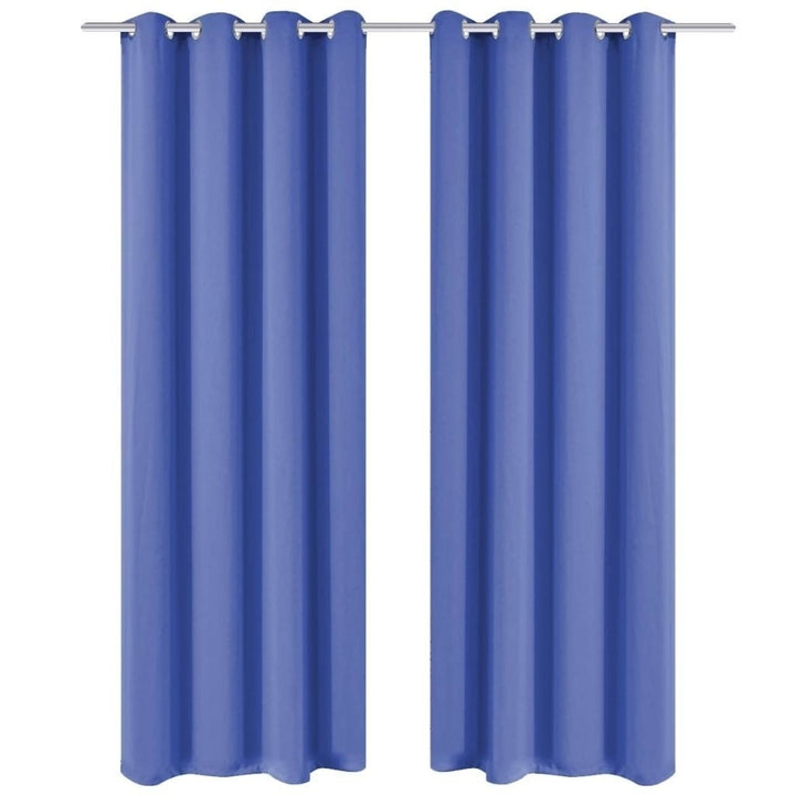 Blackout curtains 2 pcs. With metal eyelets 135 x 175 cm blue Image 1