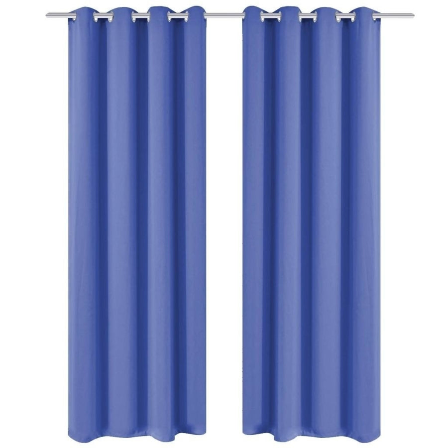 Blackout curtains 2 pcs. With metal eyelets 135 x 175 cm blue Image 1