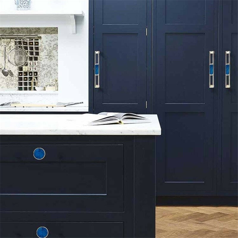 Blue Nordic Marble Shell Cabinet Handle Knobs Drawer and Wardrobe Door Pulls Image 4