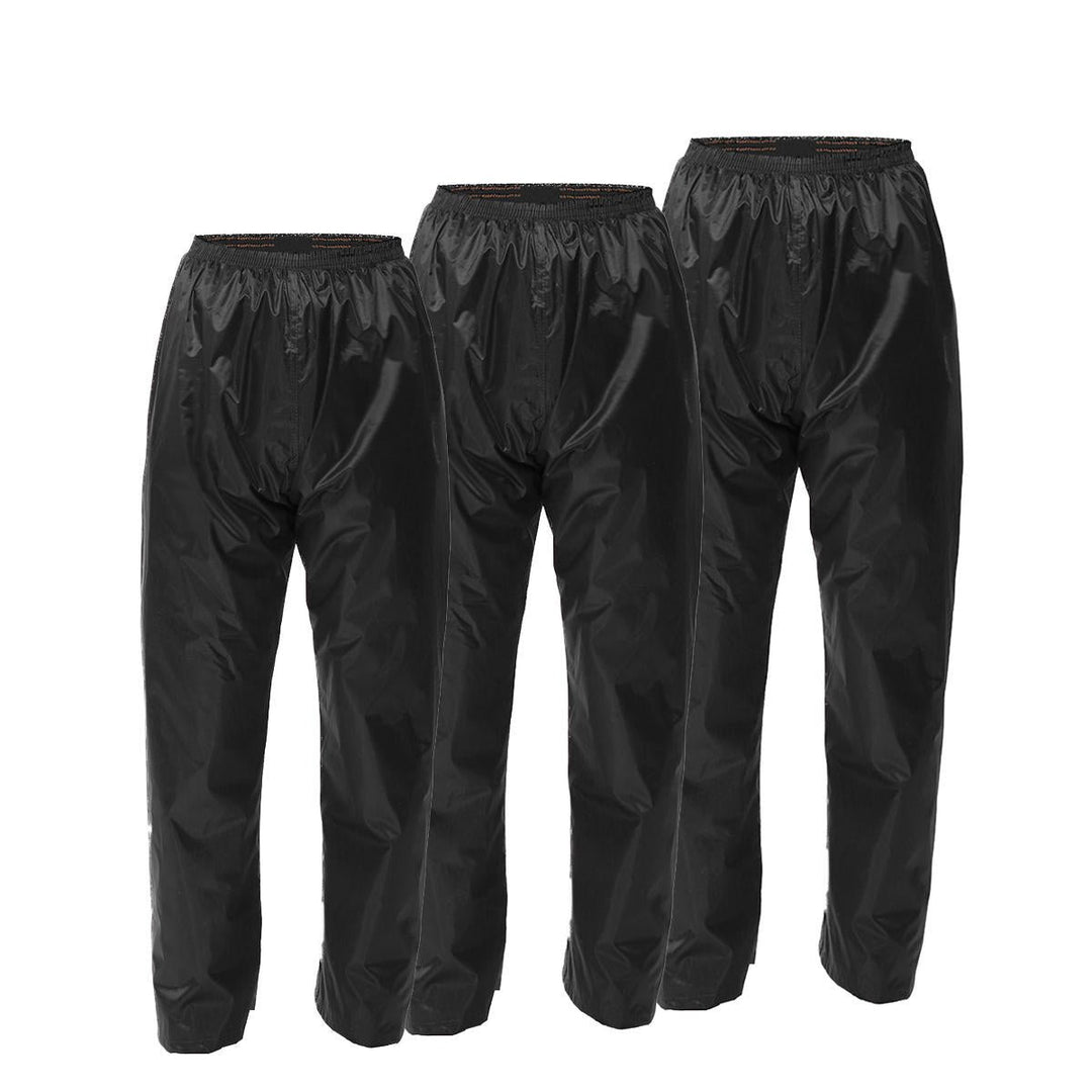 Black Waterproof Raincoat Rain Pants Over Trouser Hiking Motorcycle Hardwearing Elasticated Pants Fishing Image 3