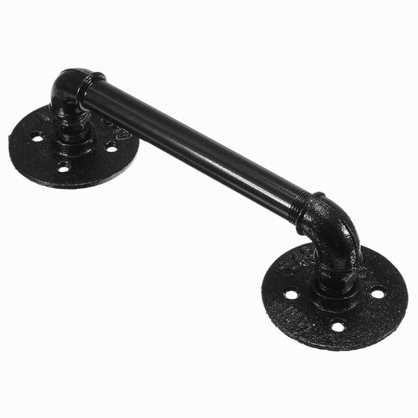 Black Iron Pipe Door Handle 29.5cm Threaded Pipe Drawer Pull with Screws Image 4