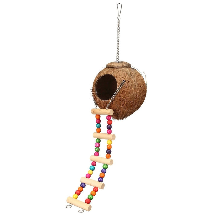 Bird Nest Natural Coconut Shell Bird Nest Parakeet House Hut Parrot Cage Pet Toys Feeder Feeding Cages Image 3