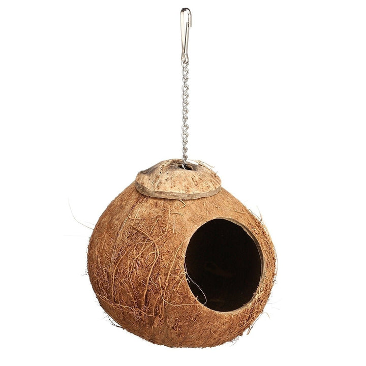 Bird Nest Natural Coconut Shell Bird Nest Parakeet House Hut Parrot Cage Pet Toys Feeder Feeding Cages Image 4