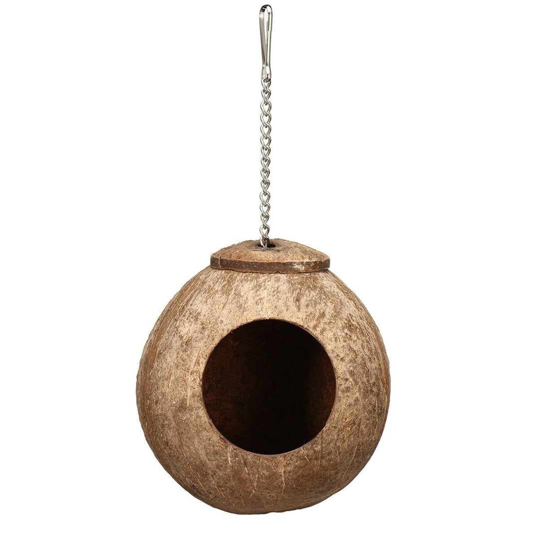 Bird Nest Natural Coconut Shell Bird Nest Parakeet House Hut Parrot Cage Pet Toys Feeder Feeding Cages Image 5