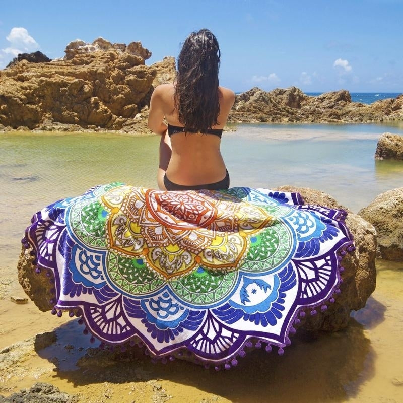 Bohemian Tapestry Totem Lotus Beach Towels Yoga Mat Camping Mattress Bikini Cover Image 12