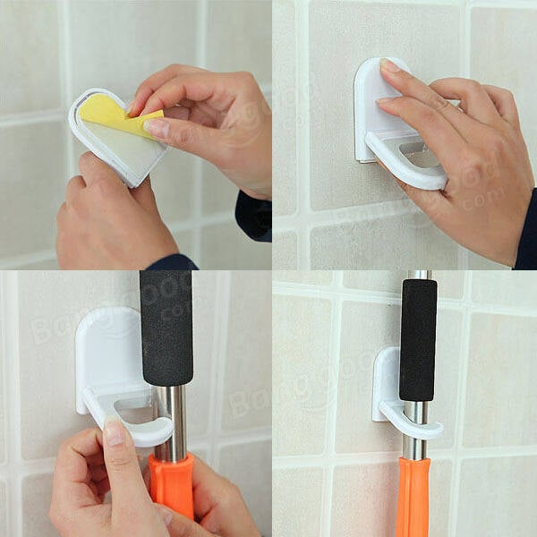 C Shape Multi-function Mop Broom Hook Strong Glue Stickup Hanger Image 5