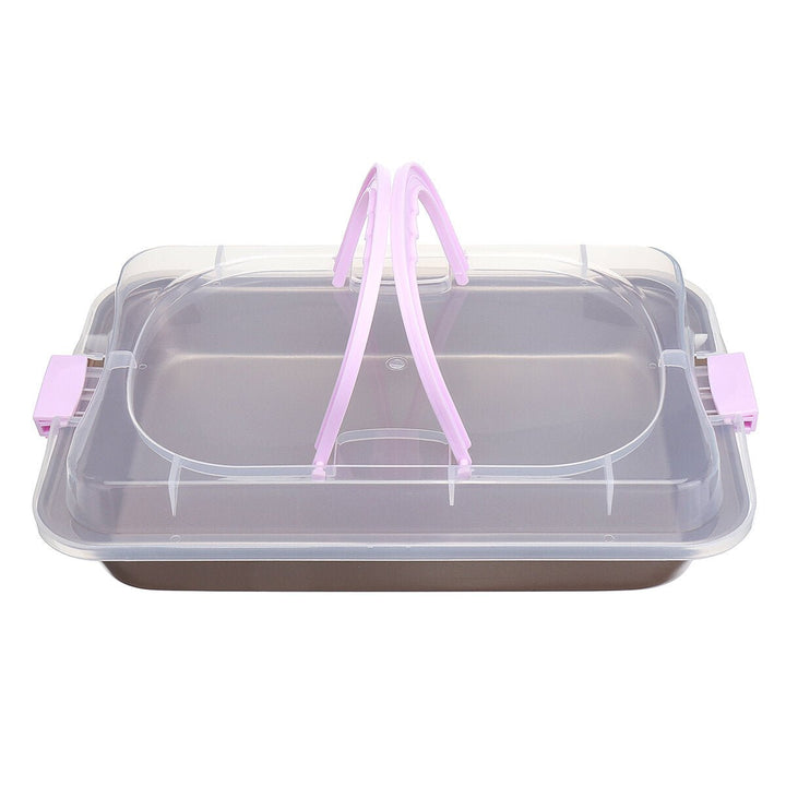 Cake Pan Carbon Steel Cook and Carry Pan Kitchen Baking Tray Bakeware With Lid Image 1