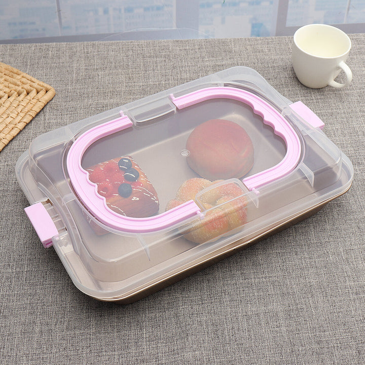 Cake Pan Carbon Steel Cook and Carry Pan Kitchen Baking Tray Bakeware With Lid Image 6