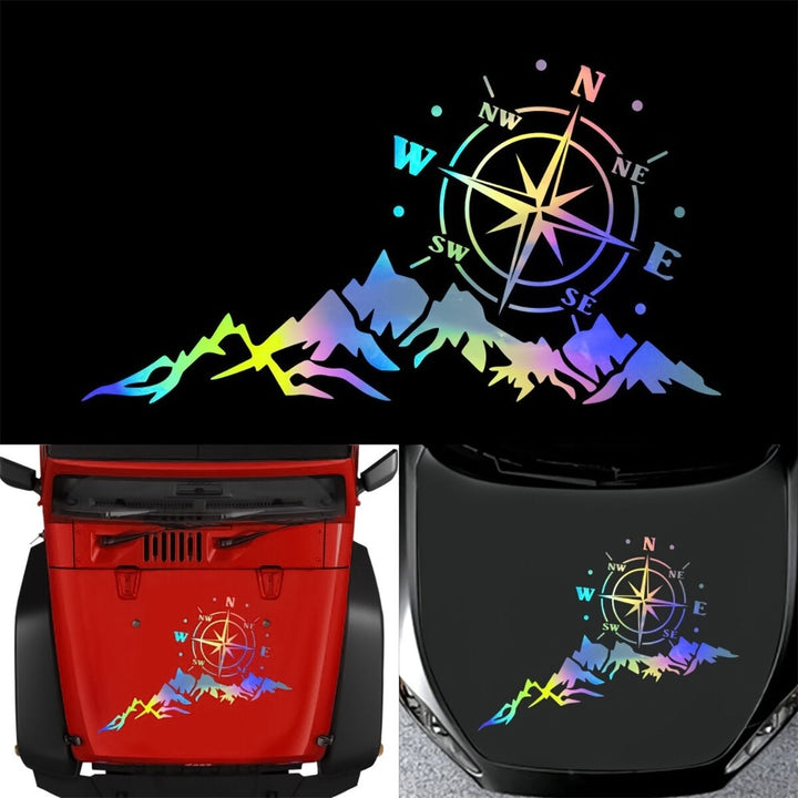 Car Body Hood Sticker Decal Navigation Large Compass With Mountains For Camper Van Image 5