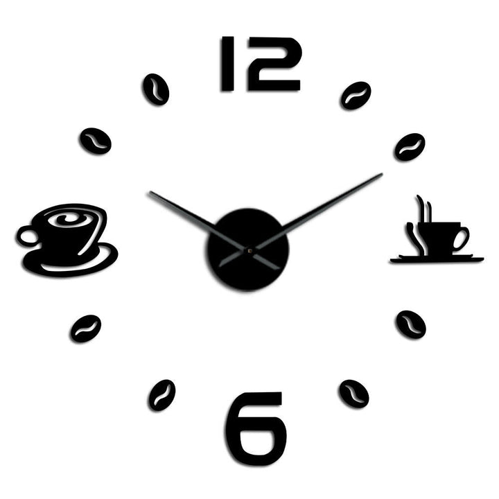 Cafe DIY Large Wall Clock Frameless Giant Wall Clock Modern Design Cafe Coffee Mug Coffee Bean Kitchen Wall Watch Image 1