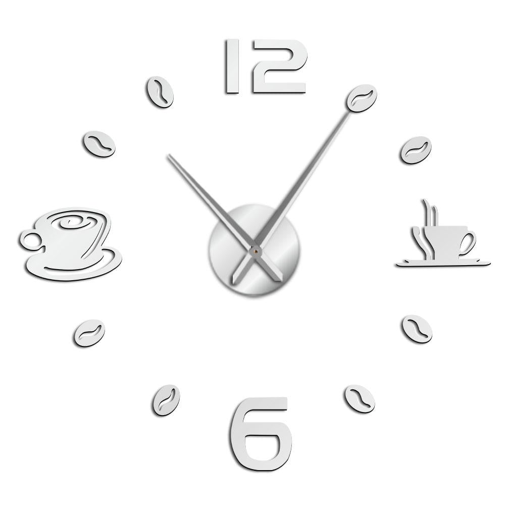 Cafe DIY Large Wall Clock Frameless Giant Wall Clock Modern Design Cafe Coffee Mug Coffee Bean Kitchen Wall Watch Image 12