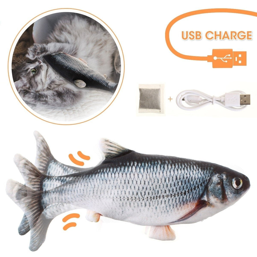 Cat toxic Doll Fish, Simulation Electric Toy Fish with USB Charge, Interactive Toy Image 1