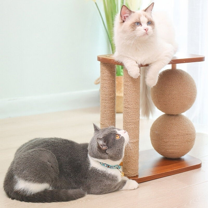 Cat Toy Wooden Bottom Plate Circular Grinding Claw Ball Cat Toy Climbing Frame Cat Toy With Sisal Ball Image 7