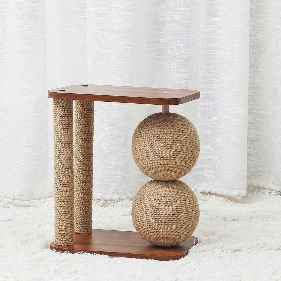 Cat Toy Wooden Bottom Plate Circular Grinding Claw Ball Cat Toy Climbing Frame Cat Toy With Sisal Ball Image 8