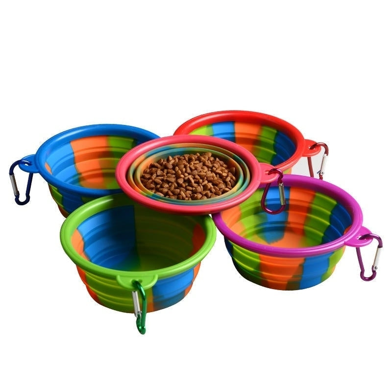 Camouflage Silicone Bowl Collapsible Portable Out Pet Bowl Cat And Dog Universal Image 1