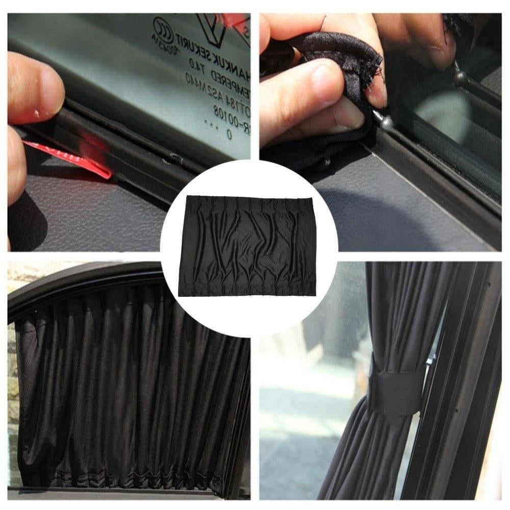 Car Windshield 50S Pure Black Shading And UV Insulation Curtain Front Rear Awning Image 4