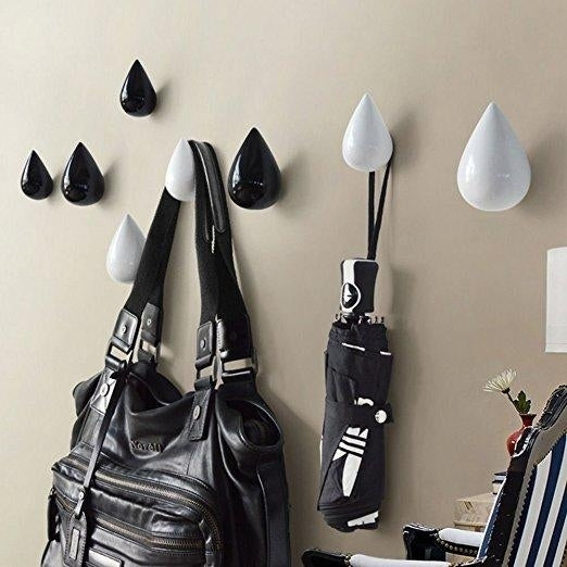 Brief Water Drop Shaped Hook Wooden Decorative Wall Mounted Hanger Bedroom Image 4