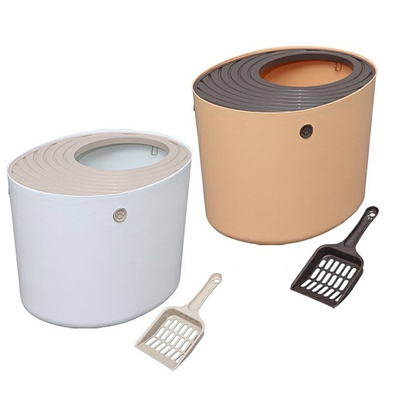 Cat Bedpan Semi-Enclosed Cat Litter Box Cat Toilet Image 2