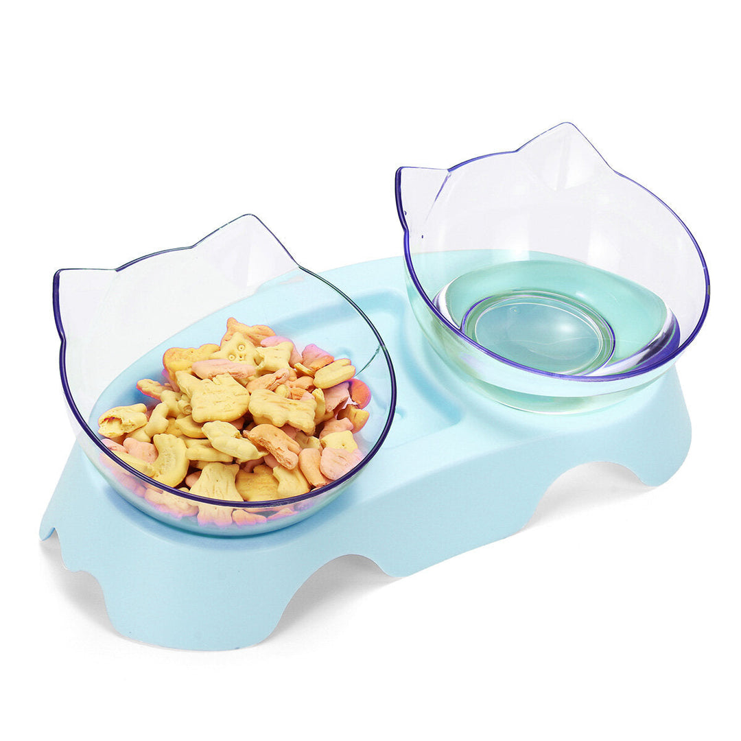 Cat Double Bowl Non-slip Pet Food Water Feeder Dish Elevated Stand Pet Supplies Puppy Image 5