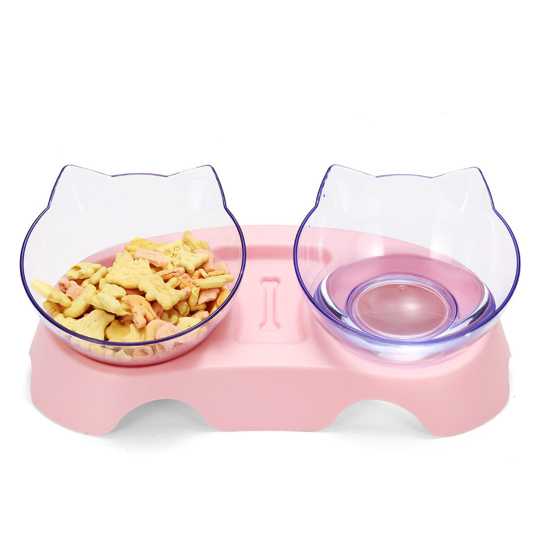 Cat Double Bowl Non-slip Pet Food Water Feeder Dish Elevated Stand Pet Supplies Puppy Image 9