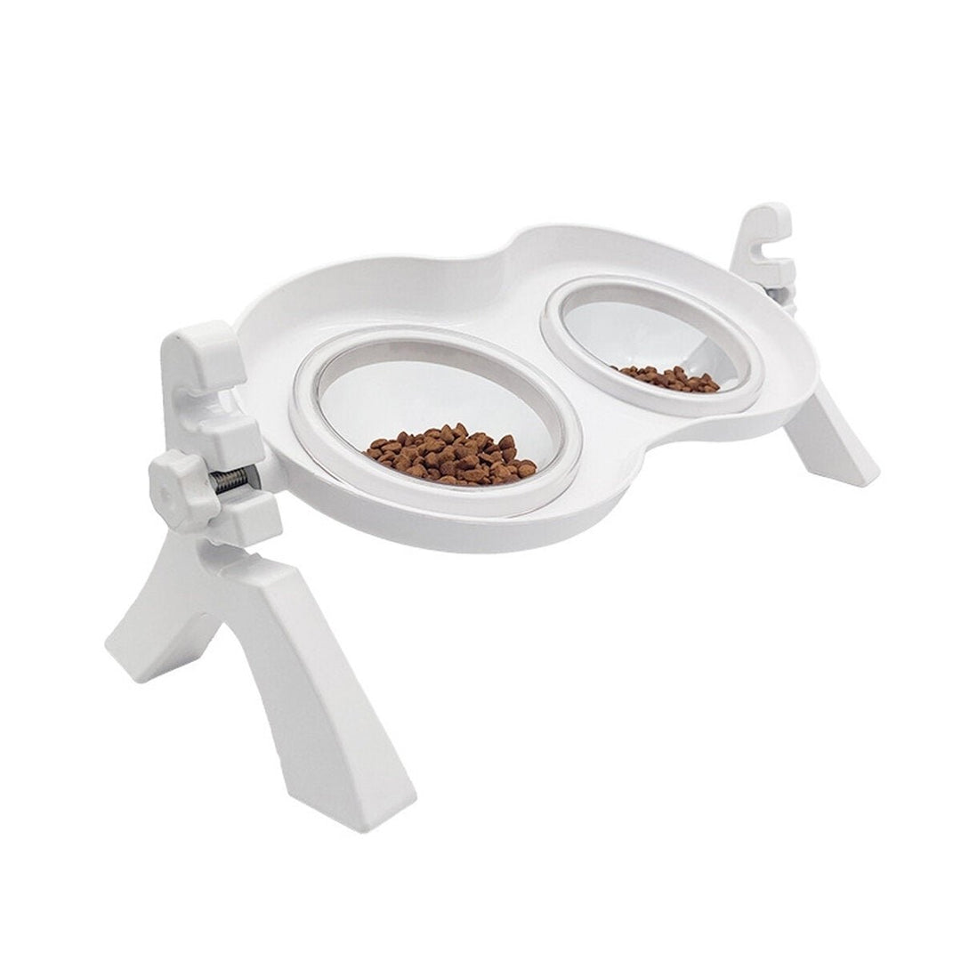 Cat Food Bowls Double Raised - Cat Feeding Bowl Double Dishes Pet Water Feeder Raised with Stand for Cats and Small Dogs Image 1