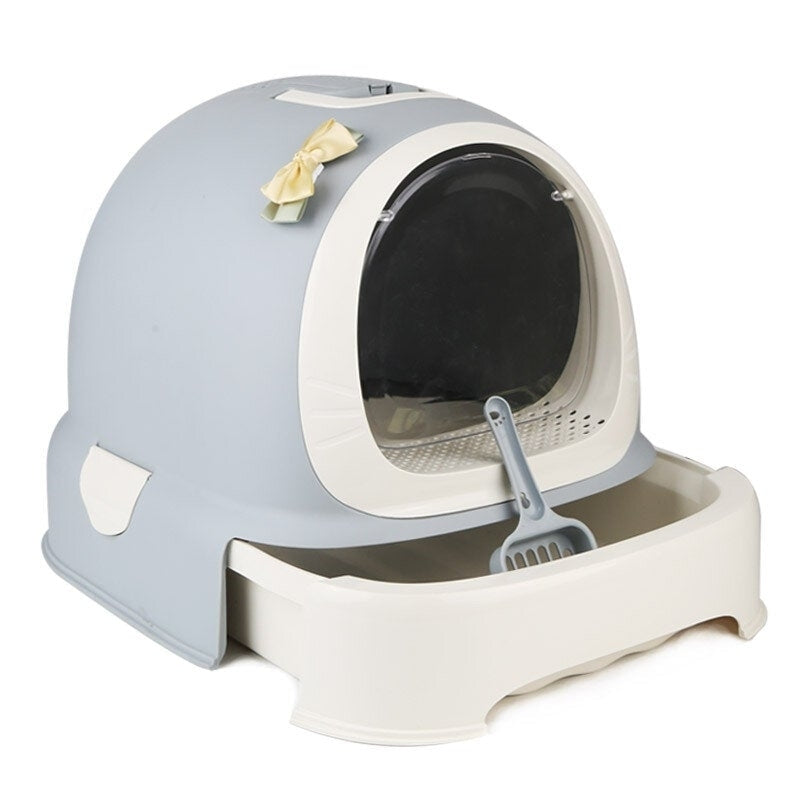 Cat Litter Box Fully Enclosed Anti-Splash Deodorizing with Drawer for Pet Image 1