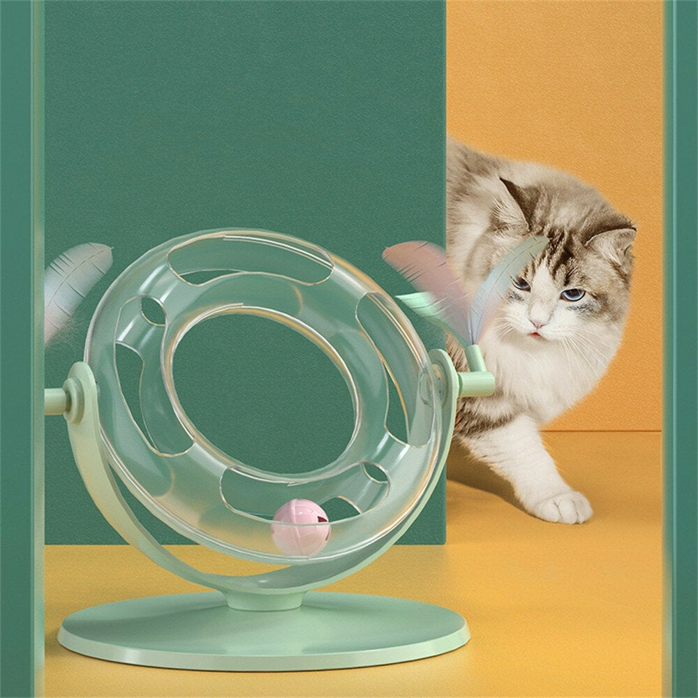 Cat Roller Coaster Toy Interactive Round Shape Toy 360 Rotation Toy with Ringing Bell Non-slip Design for Cats Image 3