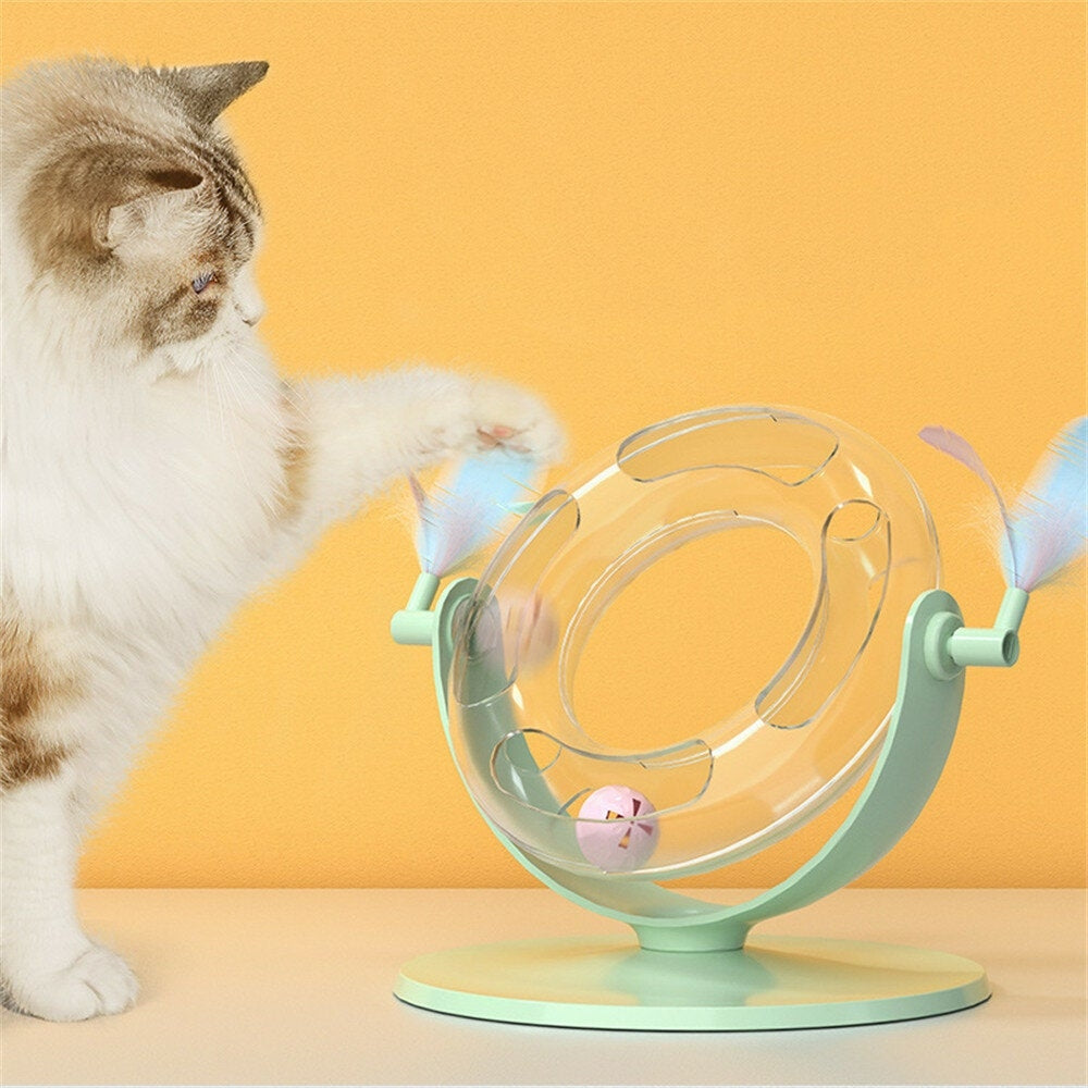 Cat Roller Coaster Toy Interactive Round Shape Toy 360 Rotation Toy with Ringing Bell Non-slip Design for Cats Image 4