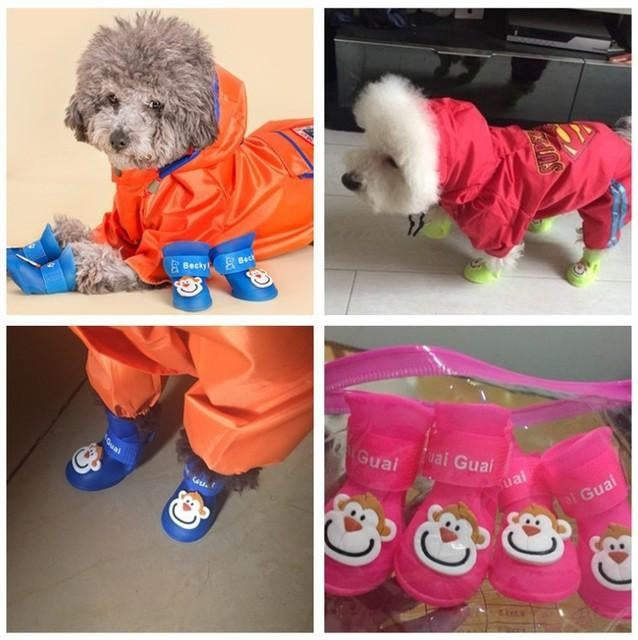 Cartoon Dog Shoes Jelly Waterproof Rain Boots VIP Teddy Dog Rain Boots Pet Dog Shoes Supply Image 2