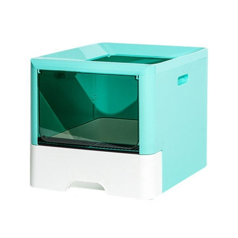 Cat Bedpan Enclosed Cat Litter Box Top Entry Litter Pan Potable Drawer Image 1