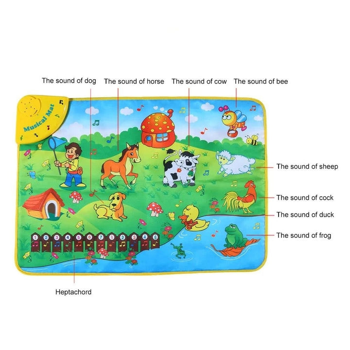 Colorful Musical Learning Mat Animal Farm Flash Music Carpet Blanket Touch Toy for Baby Kids Image 5