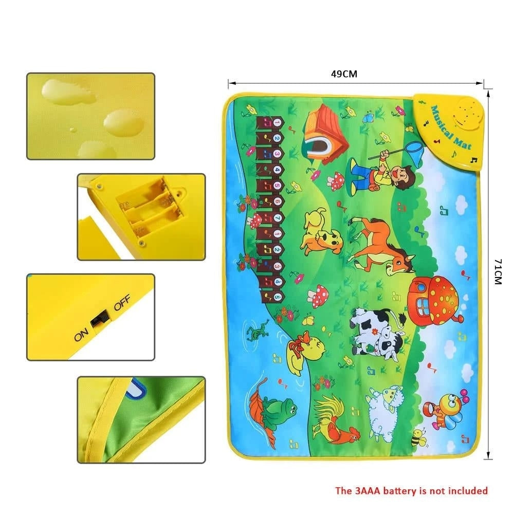 Colorful Musical Learning Mat Animal Farm Flash Music Carpet Blanket Touch Toy for Baby Kids Image 7