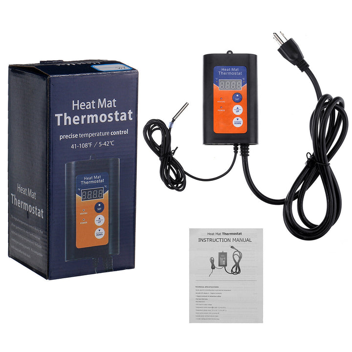 Digital Heat Mat Thermostat Controller for Seed Germination Reptiles and Brewing Breeding Incubation Greenhouse Image 1