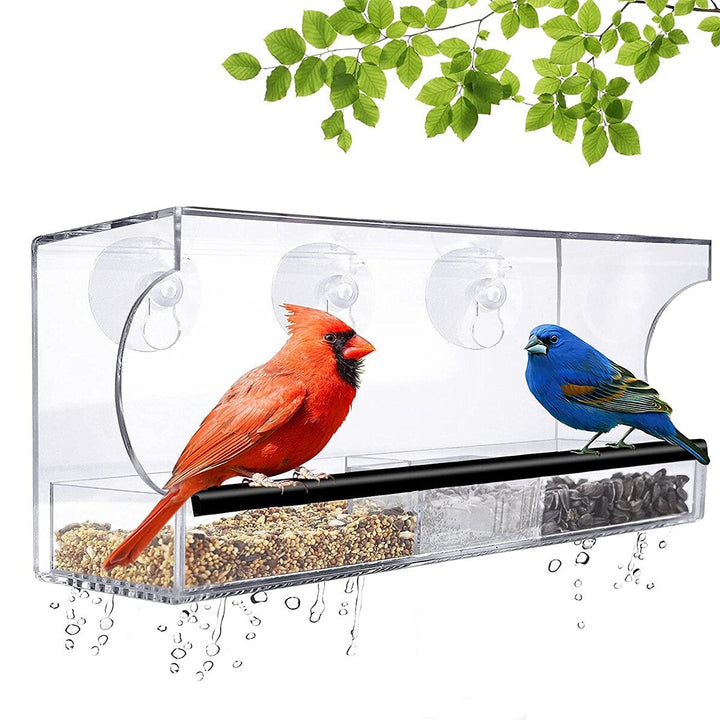 Clear House Window Bird Feeder Birdhouse With Suction Outdoor Garden Feeding Image 3