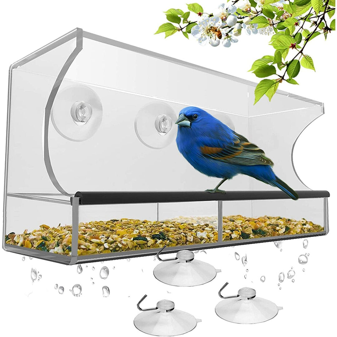 Clear House Window Bird Feeder Birdhouse With Suction Outdoor Garden Feeding Image 4