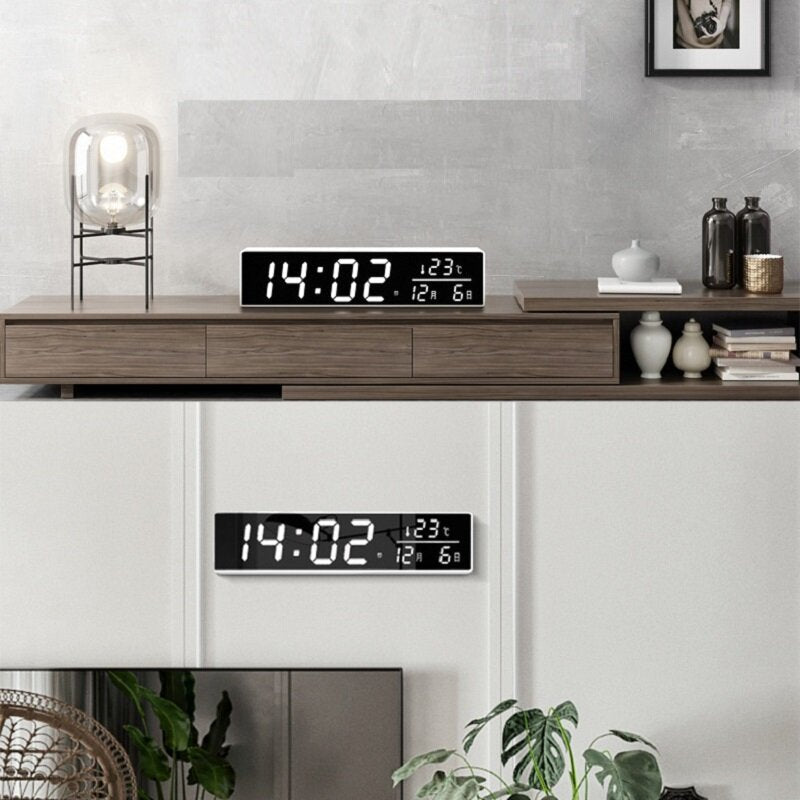 DC 5V LED Mirror Electronic Small Alarm Clock Digital Music Desktop Clock Rectangular Multi-functional Clock Image 4