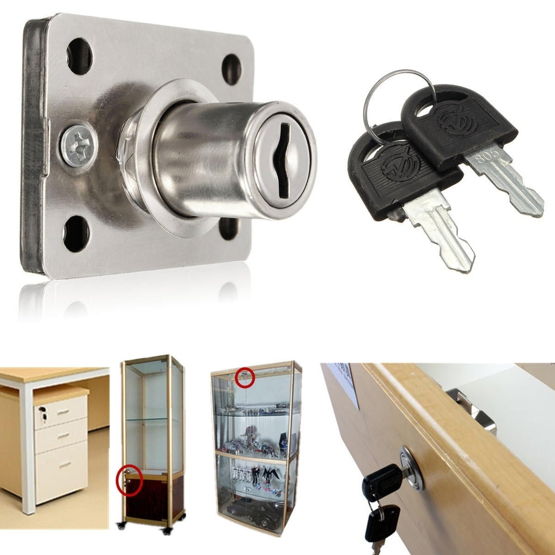 Desk Drawer Dead Bolt Lock For Drawers Box Cabinet Cupboards Panel with Two Keys Image 3