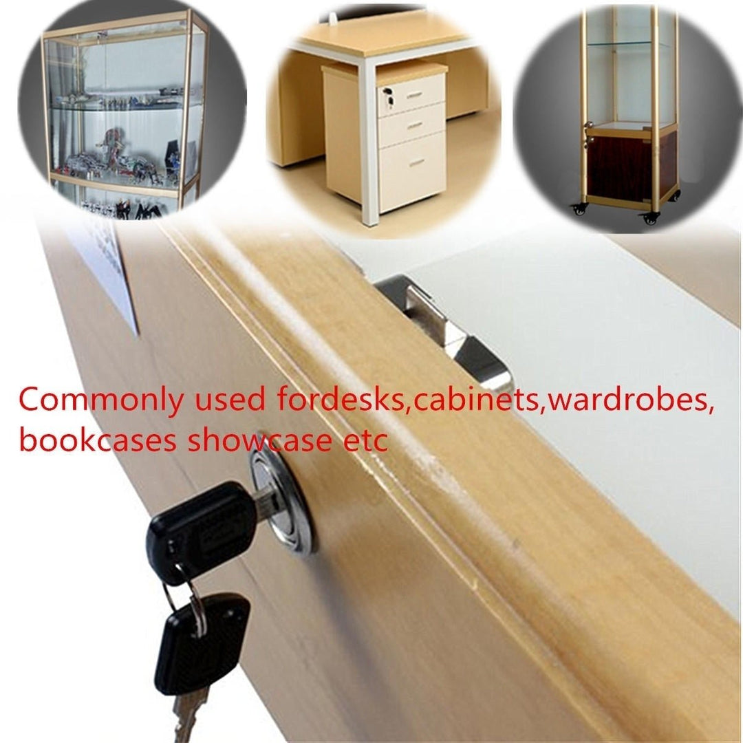 Desk Drawer Dead Bolt Lock For Drawers Box Cabinet Cupboards Panel with Two Keys Image 5