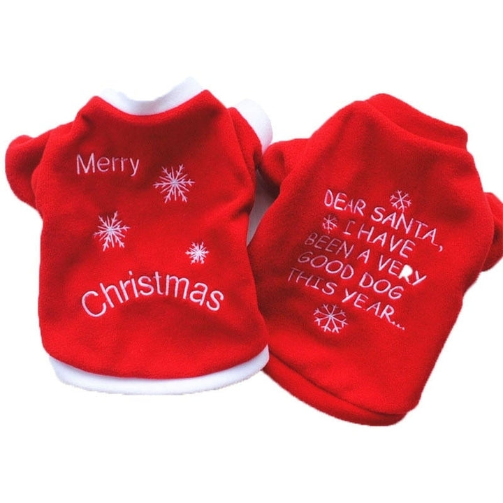 Christmas Pet Dog Cat Winter Clothes Warm Pullover Embroidered Outfit Coats Costume For Puppy Dogs Image 1