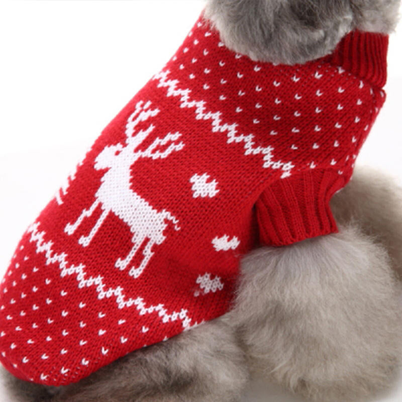 Christmas Pet Dog CatSnow And Deer Winter Warm Sweater Hoodie Pappy Jumpsuits Image 1