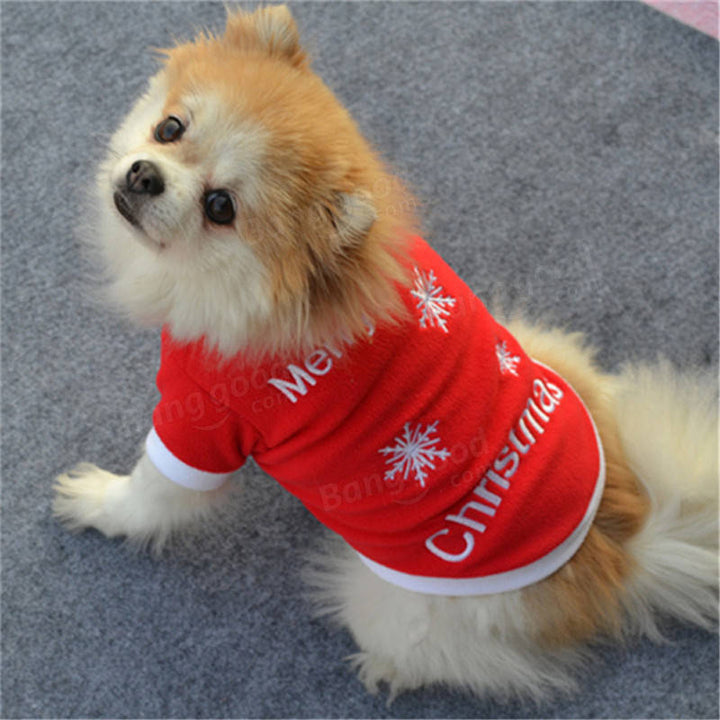 Christmas Pet Dog Cat Winter Clothes Warm Pullover Embroidered Outfit Coats Costume For Puppy Dogs Image 2