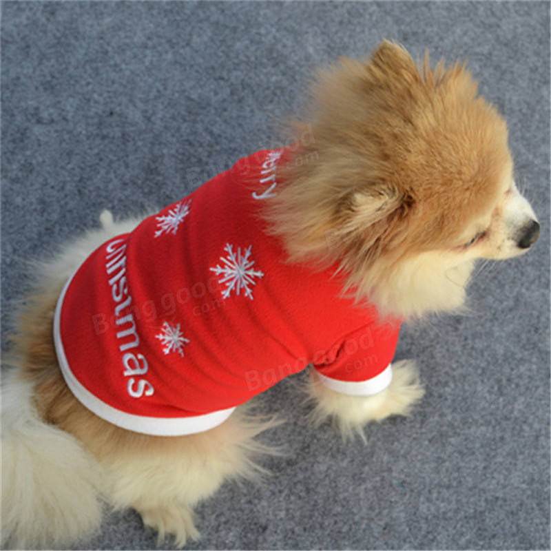 Christmas Pet Dog Cat Winter Clothes Warm Pullover Embroidered Outfit Coats Costume For Puppy Dogs Image 3