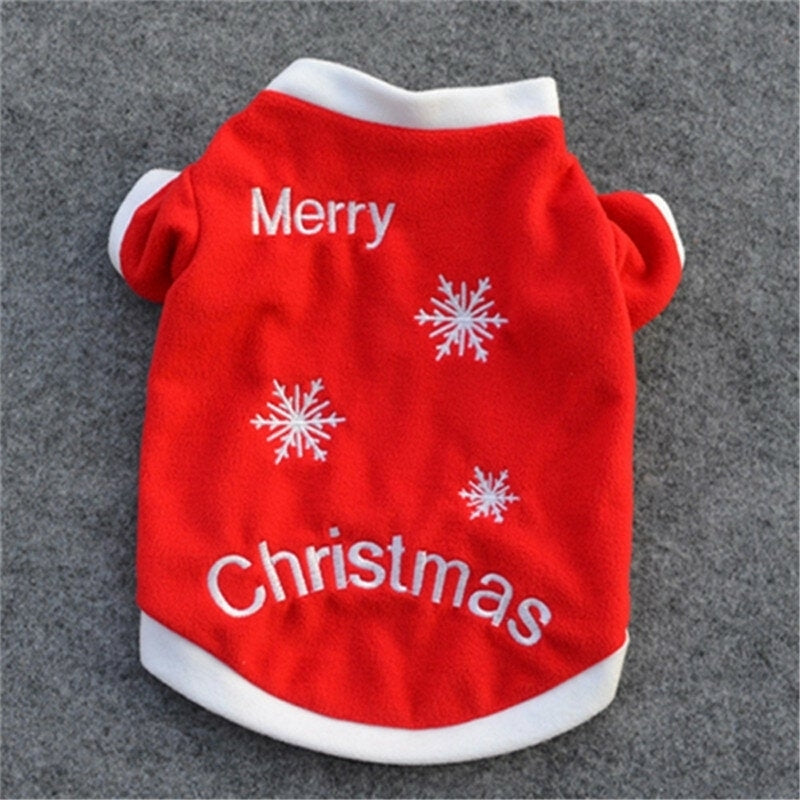 Christmas Pet Dog Cat Winter Clothes Warm Pullover Embroidered Outfit Coats Costume For Puppy Dogs Image 4