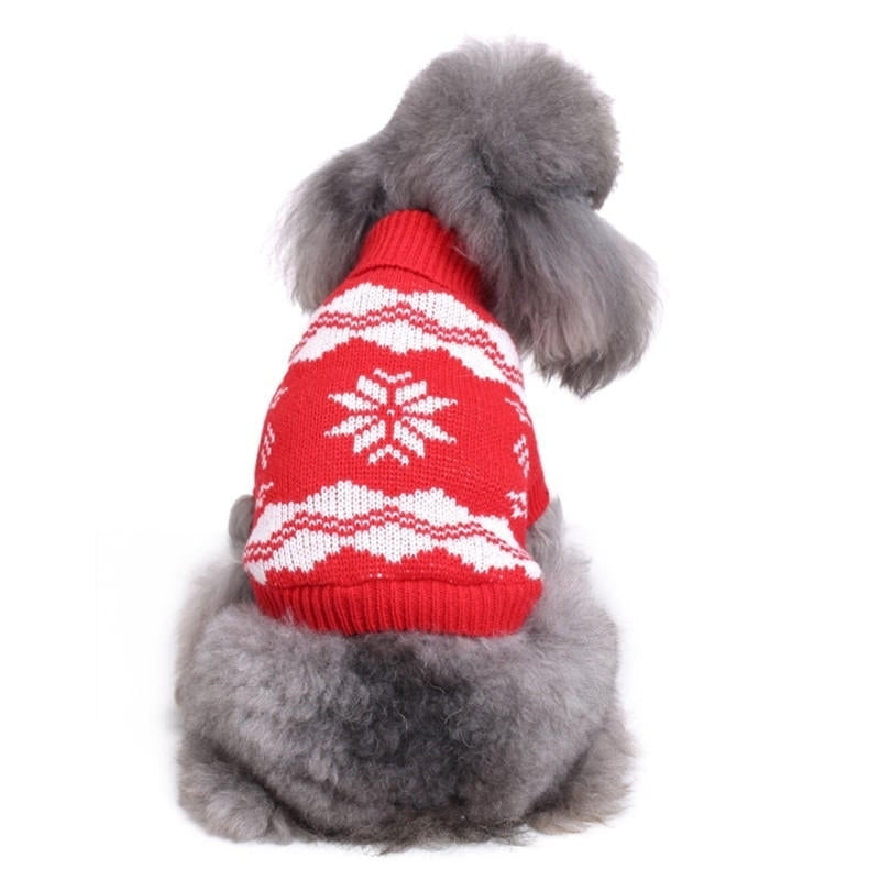 Christmas Snowflake Pet Dog Cat Autumn Winter Sweaters Warm Pullover Hoodie Costume Image 1