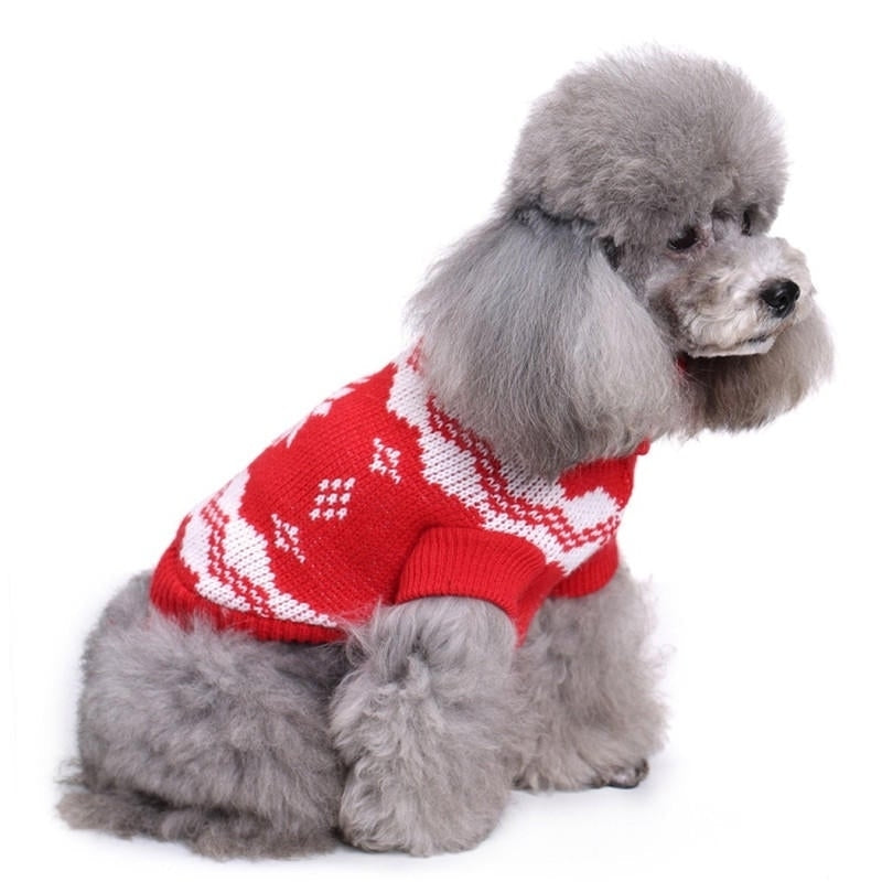 Christmas Snowflake Pet Dog Cat Autumn Winter Sweaters Warm Pullover Hoodie Costume Image 2